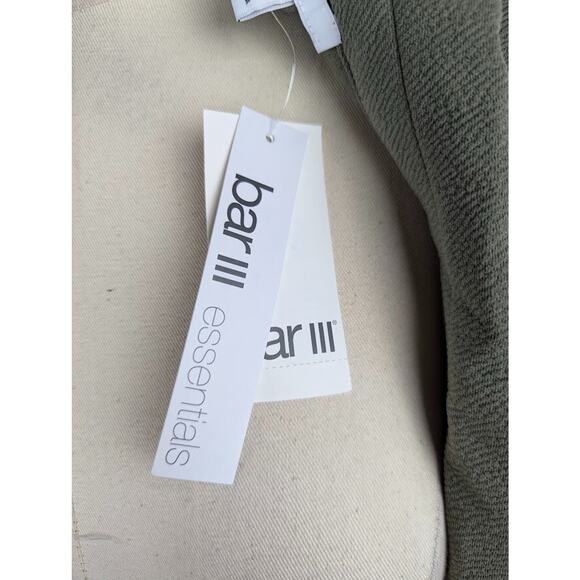 Bar III Knit-Crepe Ruched-Sleeve Blazer Dusty Olive Women's Size S Open - Picture 5 of 5